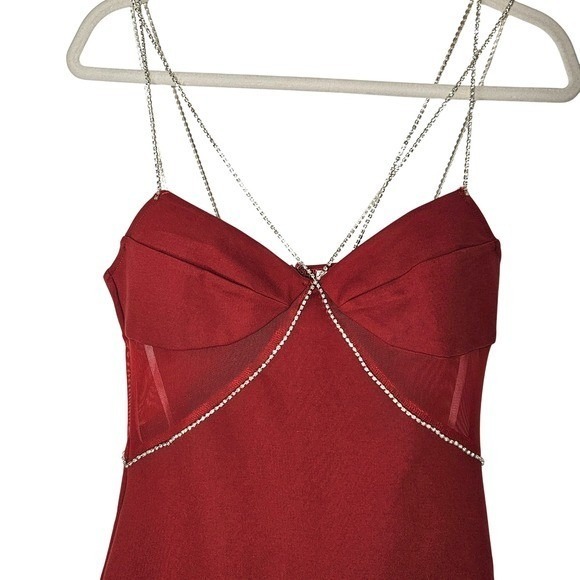 Superdown Jaxie Diamond Strap Mini Dress NWT Size Medium Red Bodycon - Picture 5 of 13